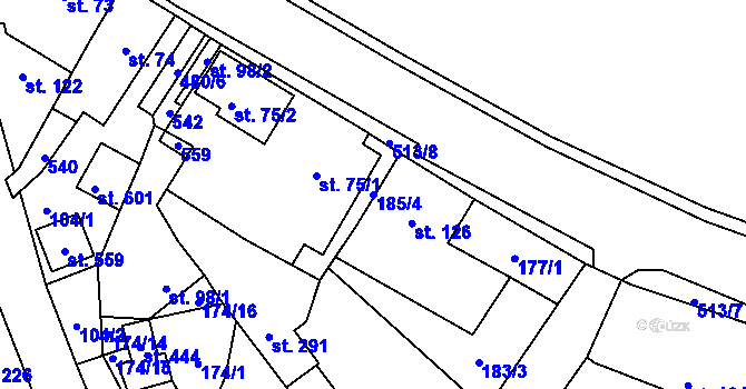 Parcela st. 185/4 v KÚ Horní Beřkovice, Katastrální mapa