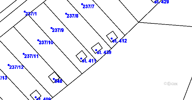 Parcela st. 439 v KÚ Horní Beřkovice, Katastrální mapa