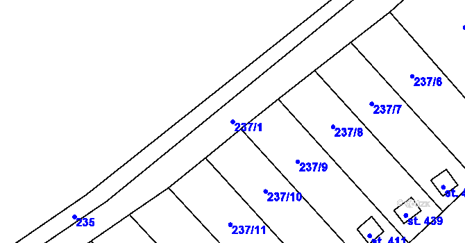 Parcela st. 237/1 v KÚ Horní Beřkovice, Katastrální mapa