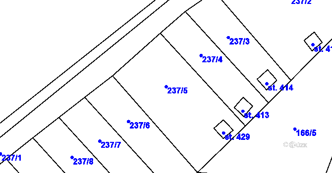 Parcela st. 237/5 v KÚ Horní Beřkovice, Katastrální mapa