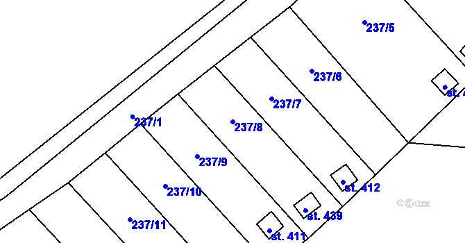 Parcela st. 237/8 v KÚ Horní Beřkovice, Katastrální mapa