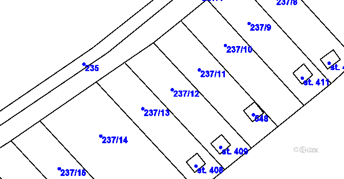 Parcela st. 237/12 v KÚ Horní Beřkovice, Katastrální mapa