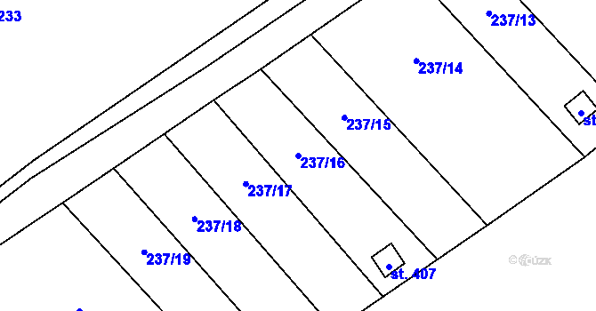 Parcela st. 237/16 v KÚ Horní Beřkovice, Katastrální mapa