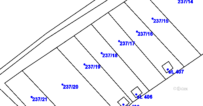 Parcela st. 237/18 v KÚ Horní Beřkovice, Katastrální mapa