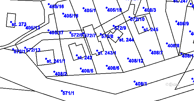 Parcela st. 243/1 v KÚ Horní Bezděkov, Katastrální mapa