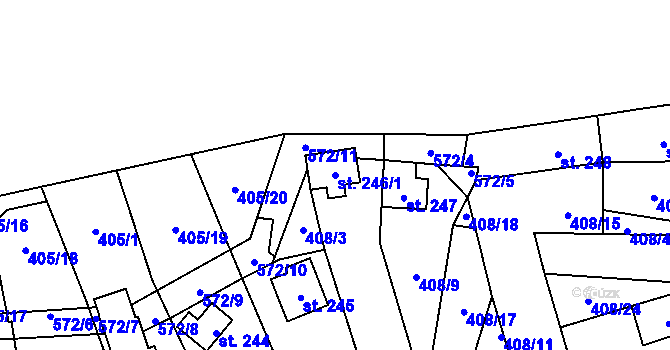 Parcela st. 246/1 v KÚ Horní Bezděkov, Katastrální mapa
