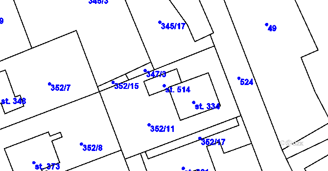 Parcela st. 514 v KÚ Horní Bezděkov, Katastrální mapa