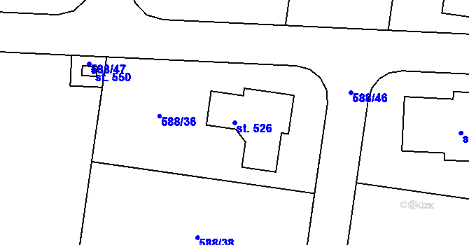 Parcela st. 526 v KÚ Horní Bezděkov, Katastrální mapa