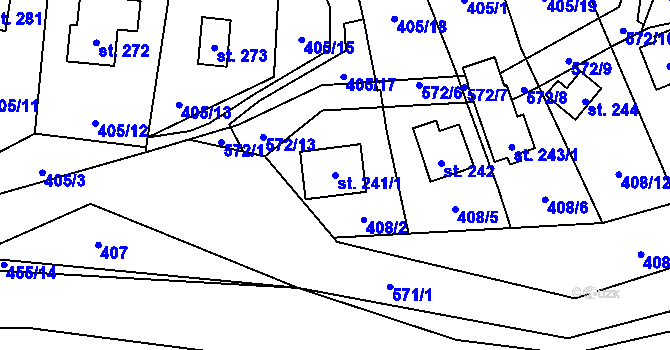 Parcela st. 241/1 v KÚ Horní Bezděkov, Katastrální mapa