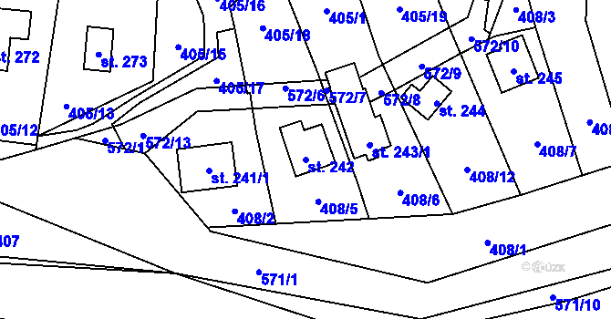 Parcela st. 242 v KÚ Horní Bezděkov, Katastrální mapa