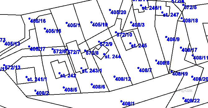 Parcela st. 244 v KÚ Horní Bezděkov, Katastrální mapa