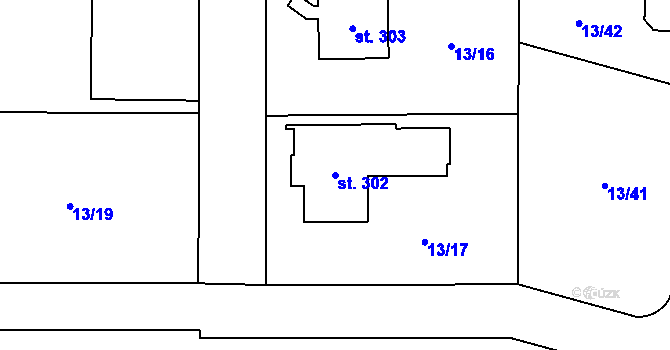 Parcela st. 302 v KÚ Horní Bezděkov, Katastrální mapa