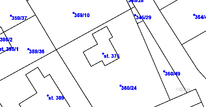 Parcela st. 375 v KÚ Horní Bezděkov, Katastrální mapa