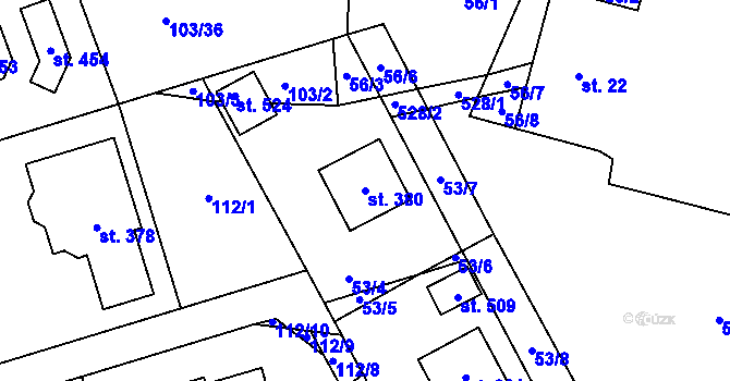 Parcela st. 380 v KÚ Horní Bezděkov, Katastrální mapa