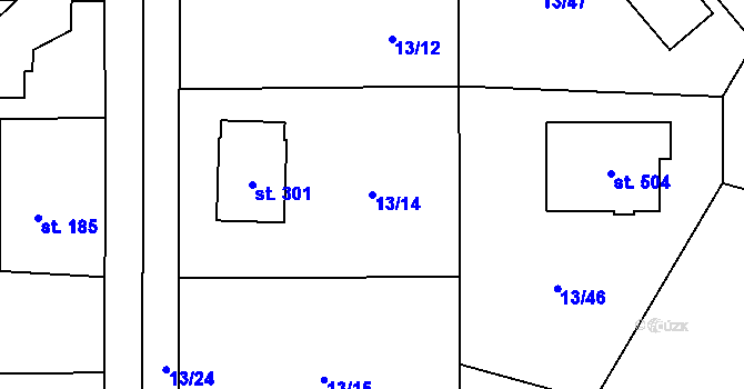 Parcela st. 13/14 v KÚ Horní Bezděkov, Katastrální mapa