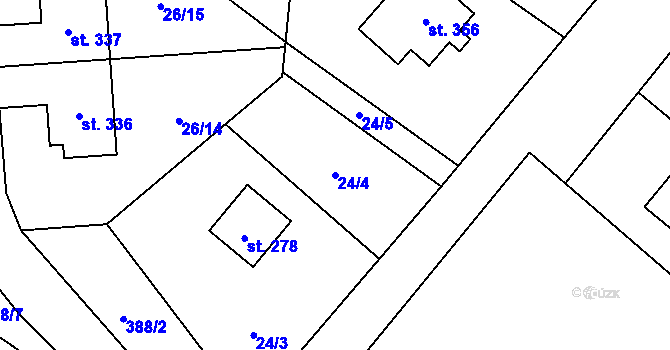 Parcela st. 24/4 v KÚ Horní Bezděkov, Katastrální mapa