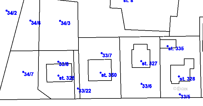 Parcela st. 33/7 v KÚ Horní Bezděkov, Katastrální mapa