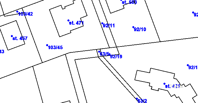 Parcela st. 63/5 v KÚ Horní Bezděkov, Katastrální mapa