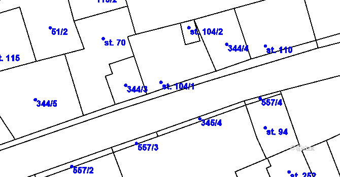 Parcela st. 344/2 v KÚ Horní Bezděkov, Katastrální mapa