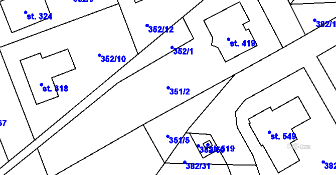 Parcela st. 351/2 v KÚ Horní Bezděkov, Katastrální mapa