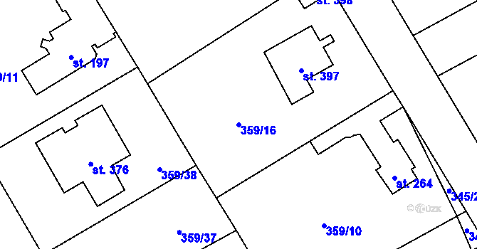 Parcela st. 359/16 v KÚ Horní Bezděkov, Katastrální mapa