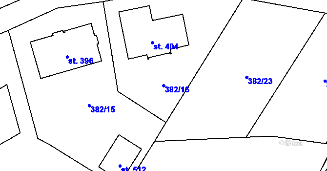 Parcela st. 382/16 v KÚ Horní Bezděkov, Katastrální mapa