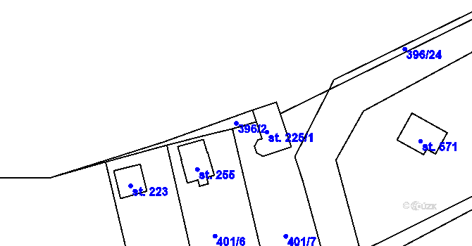 Parcela st. 396/2 v KÚ Horní Bezděkov, Katastrální mapa