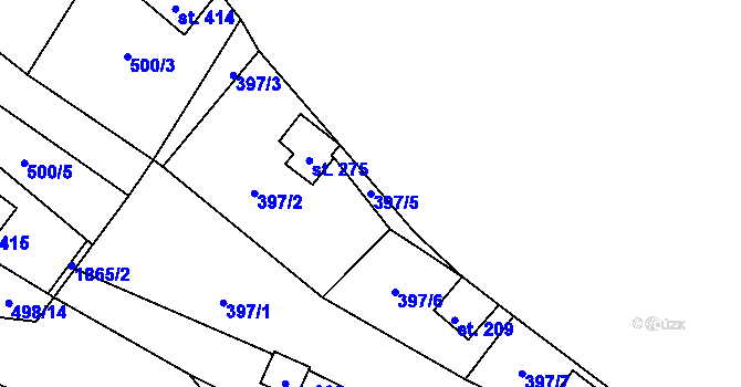 Parcela st. 397/5 v KÚ Horní Bezděkov, Katastrální mapa