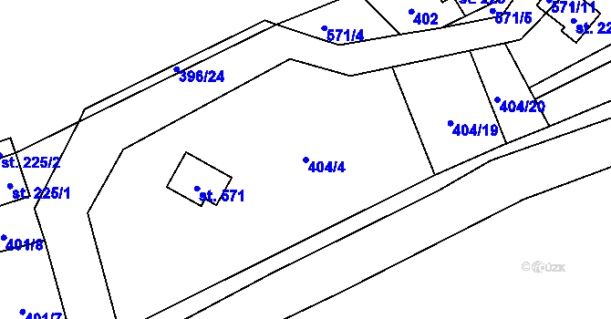 Parcela st. 404/4 v KÚ Horní Bezděkov, Katastrální mapa