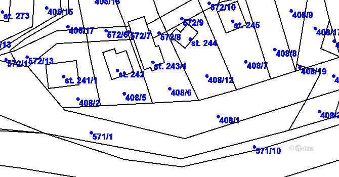 Parcela st. 408/6 v KÚ Horní Bezděkov, Katastrální mapa