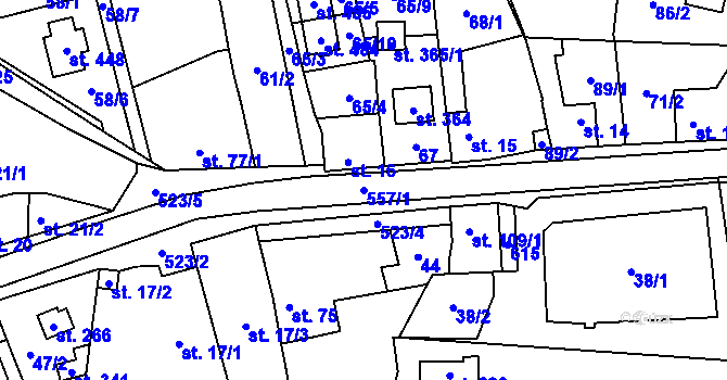 Parcela st. 557/1 v KÚ Horní Bezděkov, Katastrální mapa