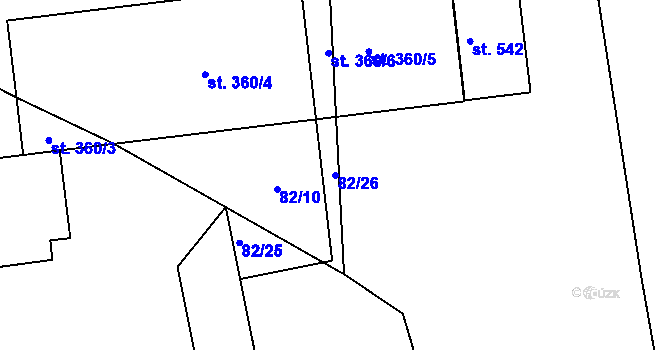 Parcela st. 82/26 v KÚ Horní Bezděkov, Katastrální mapa