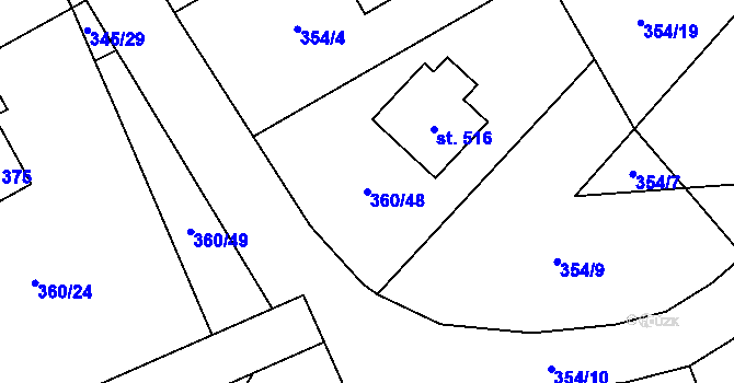 Parcela st. 360/48 v KÚ Horní Bezděkov, Katastrální mapa