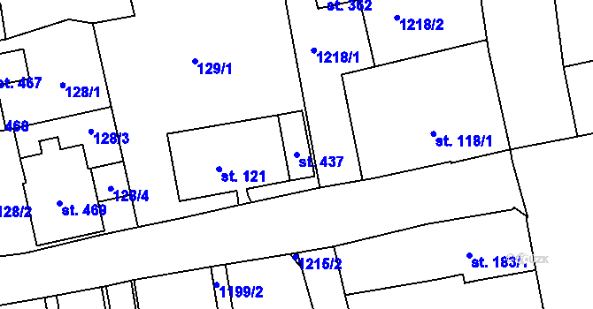 Parcela st. 437 v KÚ Horní Blatná, Katastrální mapa