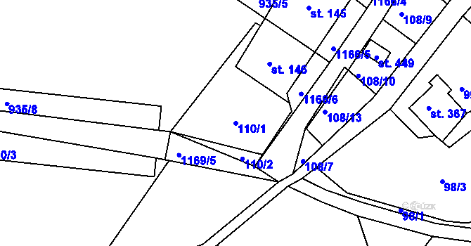 Parcela st. 110/1 v KÚ Horní Blatná, Katastrální mapa