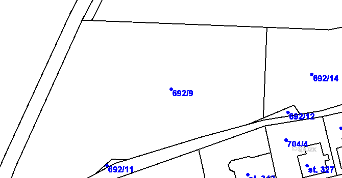 Parcela st. 692/9 v KÚ Horní Blatná, Katastrální mapa