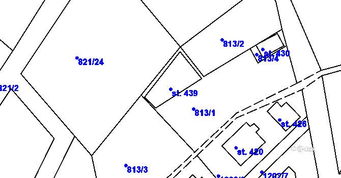 Parcela st. 439 v KÚ Horní Blatná, Katastrální mapa