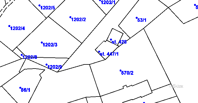 Parcela st. 447/1 v KÚ Horní Blatná, Katastrální mapa