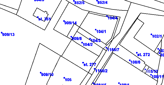 Parcela st. 104/2 v KÚ Horní Blatná, Katastrální mapa