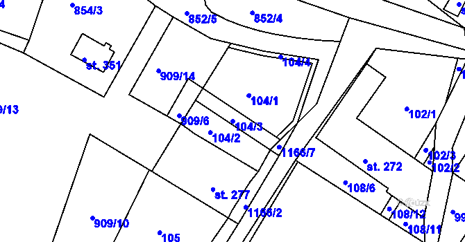 Parcela st. 104/3 v KÚ Horní Blatná, Katastrální mapa