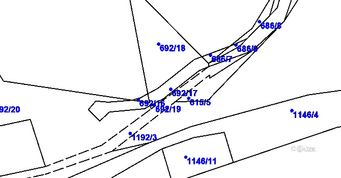 Parcela st. 692/17 v KÚ Horní Blatná, Katastrální mapa