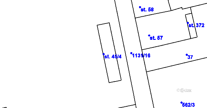 Parcela st. 45/4 v KÚ Horní Blatná, Katastrální mapa