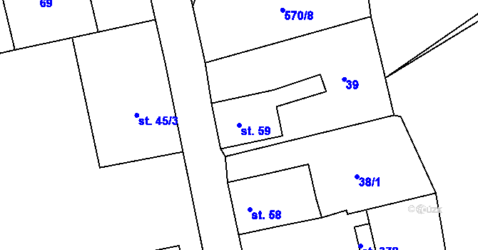 Parcela st. 59 v KÚ Horní Blatná, Katastrální mapa