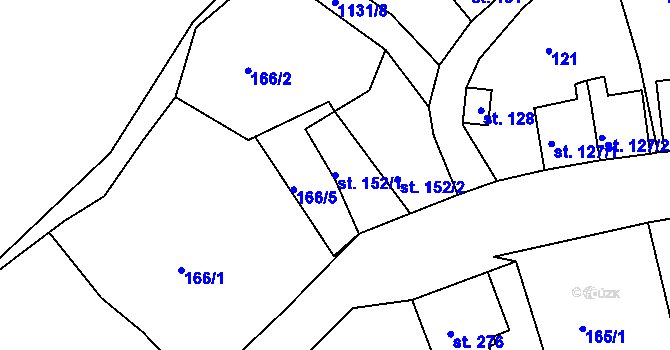 Parcela st. 152/1 v KÚ Horní Blatná, Katastrální mapa