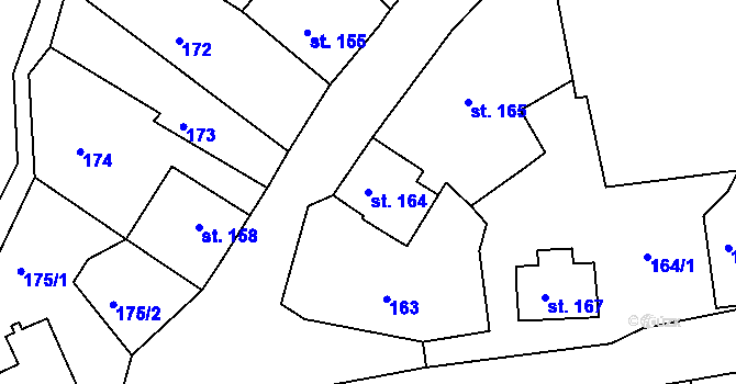 Parcela st. 164 v KÚ Horní Blatná, Katastrální mapa