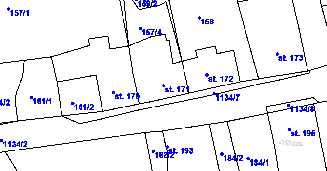 Parcela st. 171 v KÚ Horní Blatná, Katastrální mapa