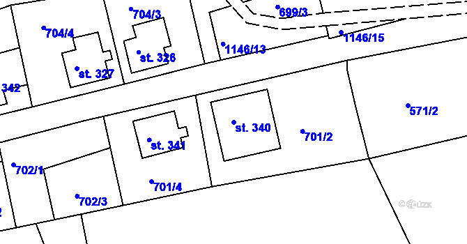Parcela st. 340 v KÚ Horní Blatná, Katastrální mapa