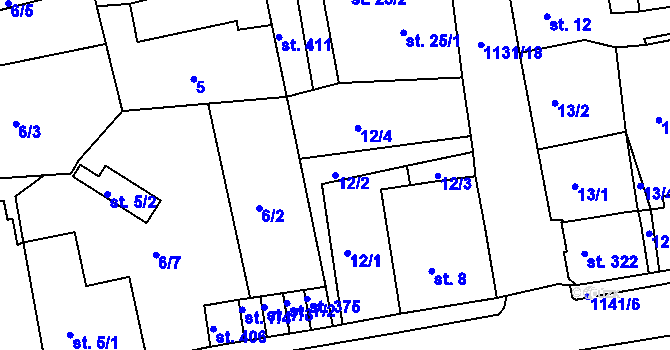 Parcela st. 12/2 v KÚ Horní Blatná, Katastrální mapa