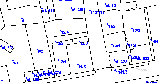 Parcela st. 12/3 v KÚ Horní Blatná, Katastrální mapa