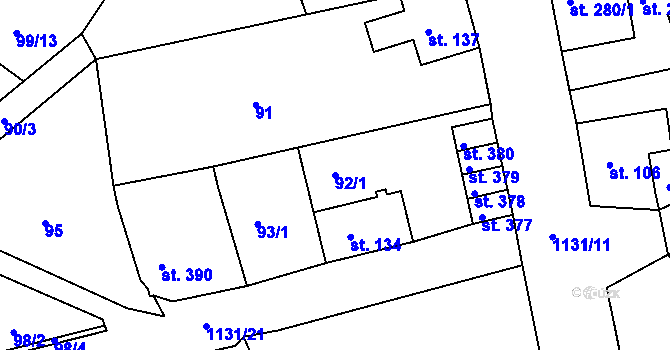 Parcela st. 92/1 v KÚ Horní Blatná, Katastrální mapa